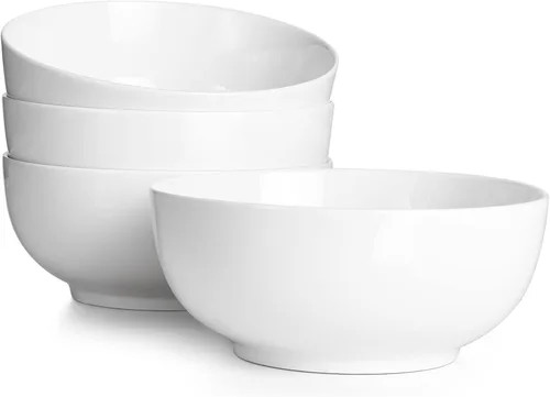 Vista 12 de DOWAN Juego de 4 cuencos pequeños de cerámica de 8.5 onzas, cuencos blancos para postres, salsas, guarniciones, helado, fruta, arroz, aptos