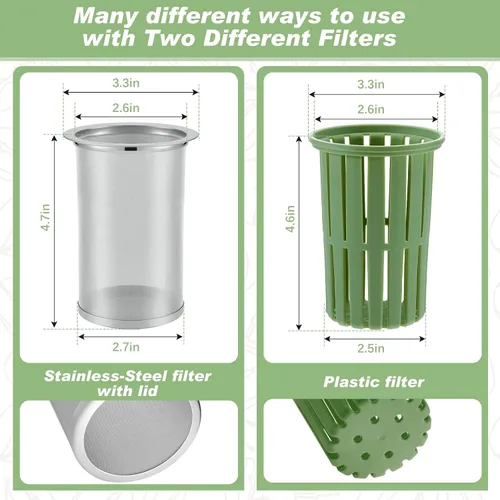 Vista 3 de Gerrii 2 unidades, dispensador de bebidas de plástico de 1 galón con 2 filtros, dispensador de bebidas para refrigerador, jarra de cerveza fría