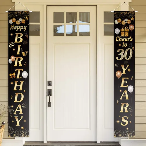 Vista 67 de Cartel de Feliz cumpleaños para la puerta, color negro