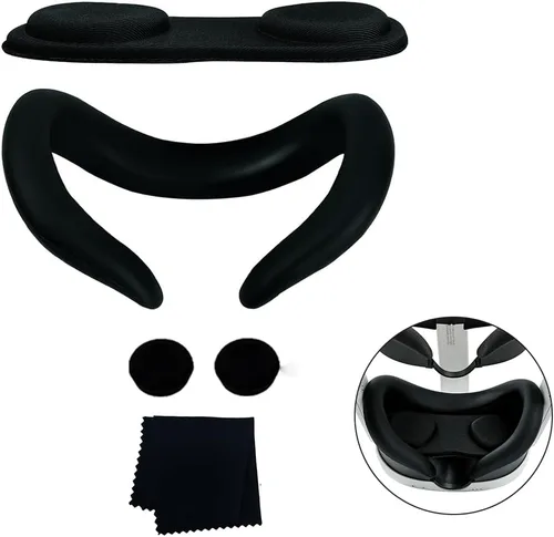 Vista 9 de VR Accessoeries, 5pcsSet Silicone VR Face Cover Lens Cover 5pcsKit Silicone Sweatproof Face Cushion Rocker Cap Glasses Cloth for Meta Quest 3 VR