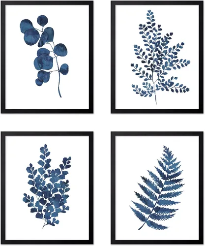 Vista 73 de Poster Master Póster botánico vintage de 3 piezas, estampado floral retro, regalo para artistas, amigos, flores de acuarela, brillante, azul