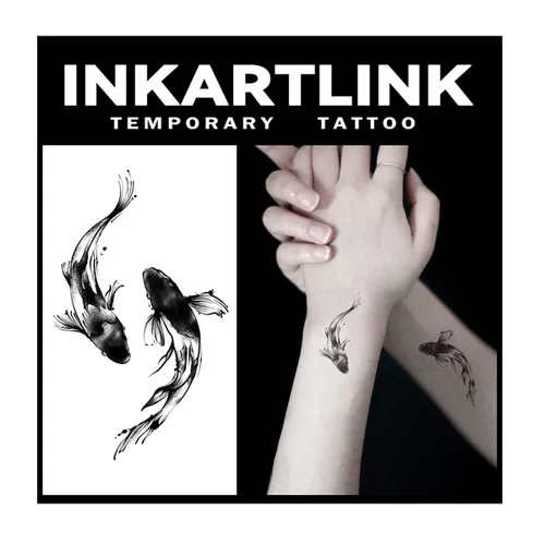 Vista 10 de INKARTLINK Tattoo Tech, 2 hojas de tatuaje semipermanente mediano, tatuajes temporales de diseño artístico para adultos, dura 1-2 semanas