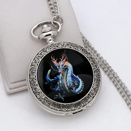 Vista 6 de VIGOROSO Relojes de bolsillo para hombre, reloj genial, regalos de dragón para hombres, mujeres, niños, niñas, Año del Dragón, ideas de regalo
