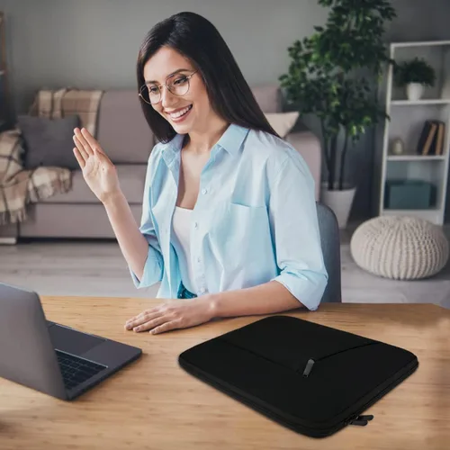 Vista 6 de Funda para portátil de 13-13.3 pulgadas, bolsa protectora para transporte de portátil, bolso para computadora compatible con MacBook Pro de 14 Negro
