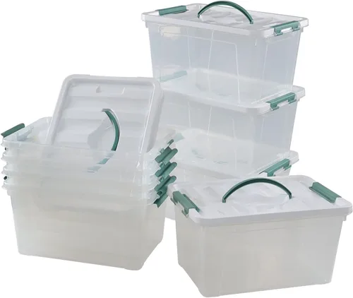 Vista 9 de Yuright Caja de almacenamiento de plástico con tapa de 35 cuartos de galón, 6 paquetes