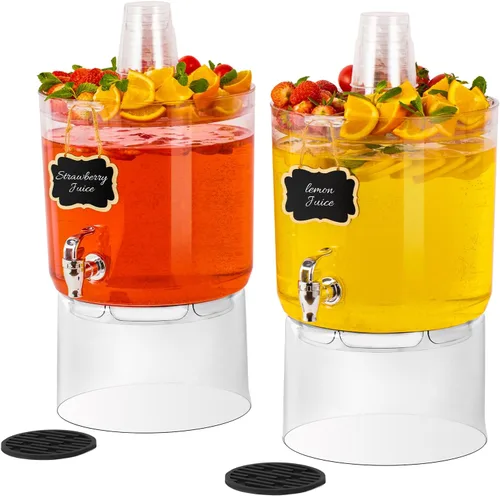 Vista 10 de Dispensador de bebidas de 2 galones para fiestas, dispensador de bebidas sin BPA con grifo sin goteo, dispensadores de jugo con soporte, dispensador