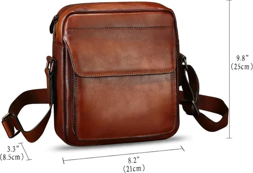 Vista 5 de IVTG Bolso de mensajero de cuero genuino para hombre, bolso de hombro cruzado, bolsa de mano de trabajo, bolsa de negocios