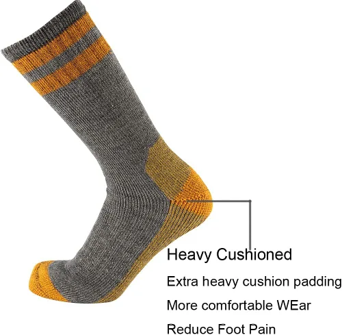 Vista 3 de CEREBRO Calcetines de lana merino para hombre, calcetines acolchados a media pantorrilla, que absorben la humedad, calcetines de senderismo