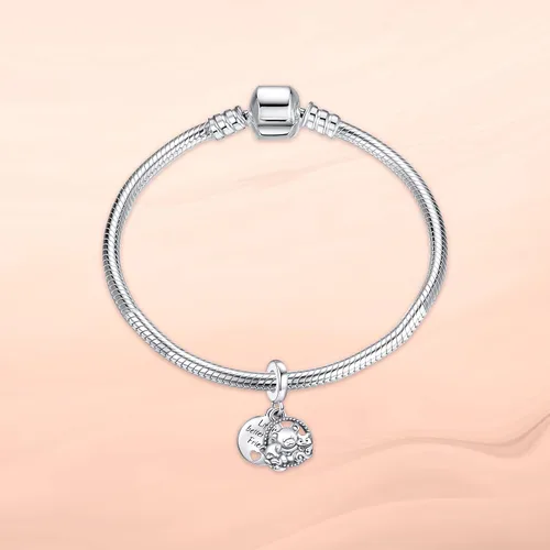 Vista 2 de Annmors Dijes de plata de ley 925 para pulseras y collares, símbolo de color, colgantes, abalorios, joyería de regalo para mujeres y niñas, Plata