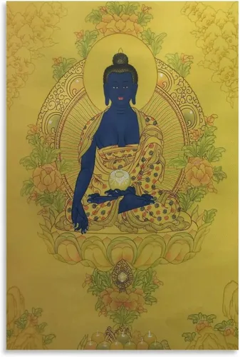 Vista 9 de Póster de pintura de Buda de medicina, póster de Thangka Thangka Thangka, pintura de obras de arte, arte de pared, impresiones en lienzo, imagen