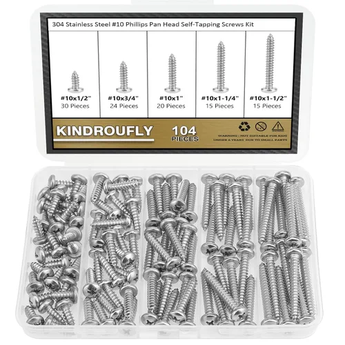 Vista 8 de 212 Piezas #4 x 3/8" 1/2" 5/8" 3/4" 1" Tornillos autorroscantes de cabeza avellanada Phillips, Juego de surtido de tornillos para madera, acero