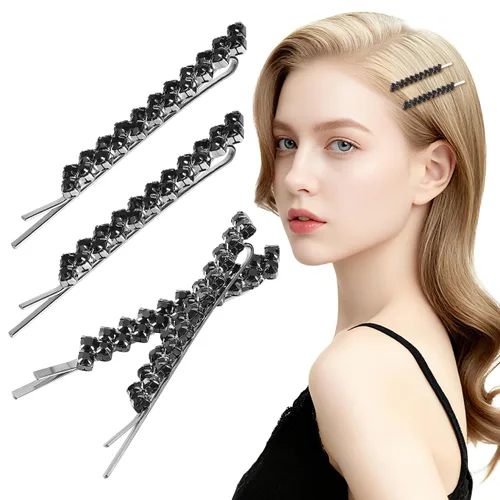 Vista 9 de Beaupretty Pinza para el cabello de moda, 2 pares de pines de diamantes de imitación para mujer, accesorios de joyería para el cabello, pinzas