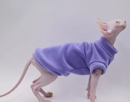 Vista 7 de Ropa para gatos sin pelo Otoño/Invierno de forro polar cálido súper suave y elástica para Sphynx, Devon, Konis, gatos pequeños y perros (verde, XS)