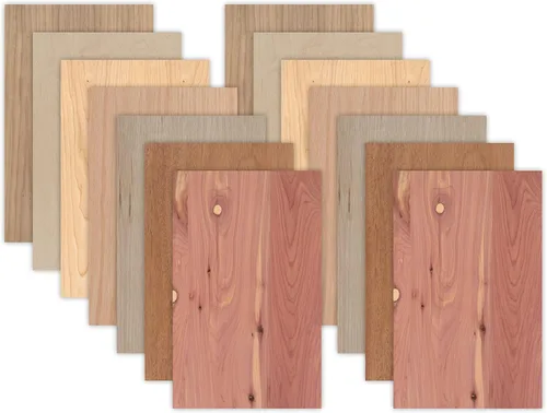 Vista 10 de 10 hojas de cedro de 12 x 19 0.197 in 1/4 de pulgada, núcleo de MDF, grado A1 premium, de una cara, listo para Glowforge, acabado Especie Cedro