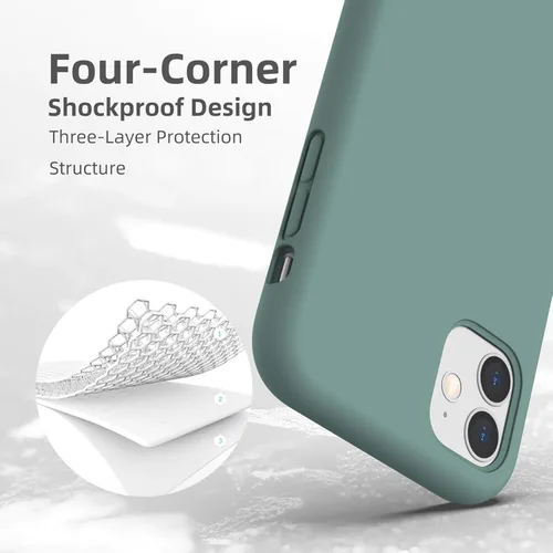 Vista 5 de Funda de silicona líquida compatible con iPhone 11, verde medianoche [Protección contra caídas] [Resistente a los arañazos, a prueba de golpes]