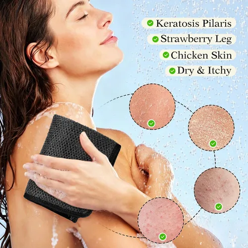 Vista 3 de Paquete de 6 paños exfoliantes de baño de doble cara para limpieza profunda de la cara y el cuerpo, revitaliza la piel, adecuados para todo