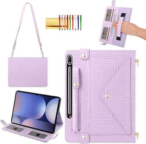 Vista 10 de Bolso Funda para Samsung Galaxy Tab S10 FE/S9 FE 10.9"/S9/S8/S7 11", Techcircle Folio con Soporte Cruzado, Billetera con Ranura para Lápiz S Pen
