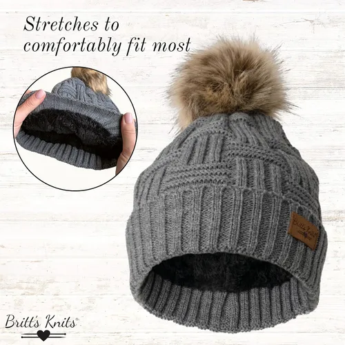 Vista 5 de Britt's Knits Sombrero de punto forrado de felpa con pompón para mujer