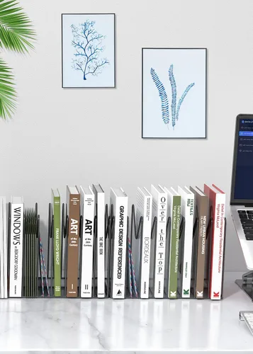 Vista 6 de TOPCJ 2 juegos de organizadores de archivos de alambre para escritorio, soporte para carpetas de archivos, estante / soporte, organizador