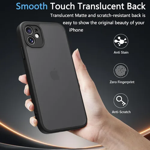 Vista 5 de Funda Translúcida Mate para iPhone 11, [Protección contra Caídas de Grado Militar de 10 Pies] Parachoques Protector Delgado Duradero Resistente a