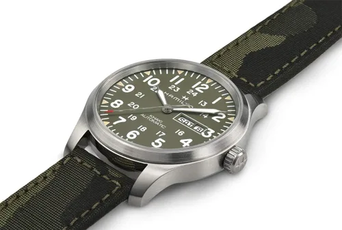 Vista 3 de Hamilton Reloj de hombre con esfera verde automático de campo caqui H70535061, Verde, Moderno
