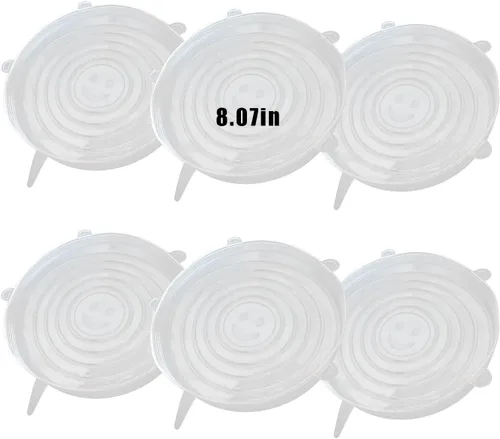 Vista 13 de Tapas elásticas de silicona, 6 piezas, 2.56 pulgadas Reusable and Durable, Silicone Container Covers, Food Storage, Expandable Bowl Covers