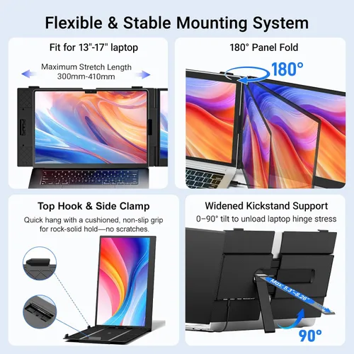 Vista 7 de Extensor de pantalla para laptop, 14 pulgadas, FHD 1080P, monitor portátil ultrafino para laptop con puerto USB-C/HDMI, Plug & Play