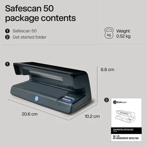 Vista 4 de Safescan Detector de billetes falsificados de 50 UV, tamaño pequeño, ligero, ideal para facturas, tarjetas de crédito, pasaportes, identificaciones
