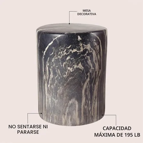 Vista 4 de JONATHAN Y Troy 17" Modern Faux Marble Cylinder Accent Table, Black Marble Black Marble Finish