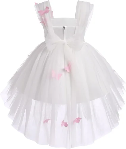 Vista 2 de Vestido tutú de tul para niña pequeña, vestido de mariposa y flores para niña, trajes formales de cumpleaños, vestidos de pastel