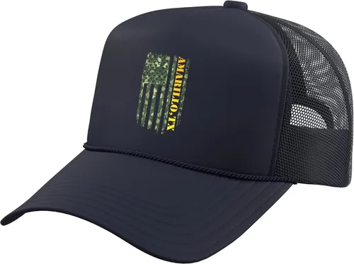 Vista 14 de Amarillo Texas Camouflage USA Flag Trucker Hat with Adjustable Mesh Back