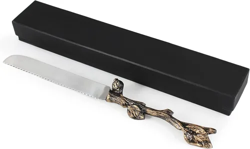 Vista 4 de Zion Judaica - Elegante tablero decorativo de madera de jalá con asas de diseño de troncos, bandeja de madera de mango natural artística