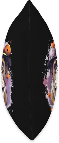 Vista 2 de Bulldog Halloween Dog Pumpkin Costume Cojín de Halloween con diseño de calabaza y perro de Bulldog Inglés, 16 x 16 pulgadas, multicolor