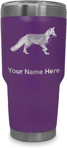 Vista 38 de LaserGram Vaso aislado al vacío de 20 onzas, zorro, grabado personalizado incluido (negro)