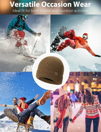 Vista 6 de LiuSuper XXL Oversized Beanie Hat for Men and Women, Extra Large Warm Winter Cap for Big Heads, Lined & Stretchy Wool Hat