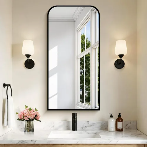 Vista 27 de COFENY Espejo de baño, espejo rectangular negro de 16 x 24 pulgadas para montar en la pared con marco delgado, espejos de tocador de baño para sobre