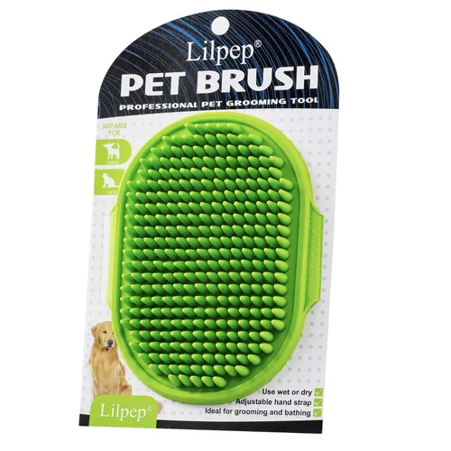 Vista 12 de Cepillo para aseo de perros, cepillo de baño con champú para mascotas Lilpep, masaje relajante, peine de goma con mango de anillo ajustable para Azul