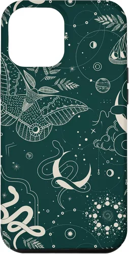 Vista 26 de Dark Green Mystical Witchcore Celestial Night Moth & Snake Case para iPhone 16