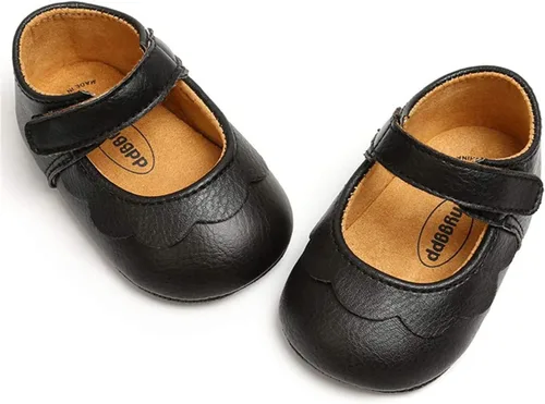 Vista 4 de LAFEGEN Zapatos planos Mary Jane para bebés y niñas con Bownot, suela suave, suela suave, piel sintética, recién nacidos, para primeros pasos