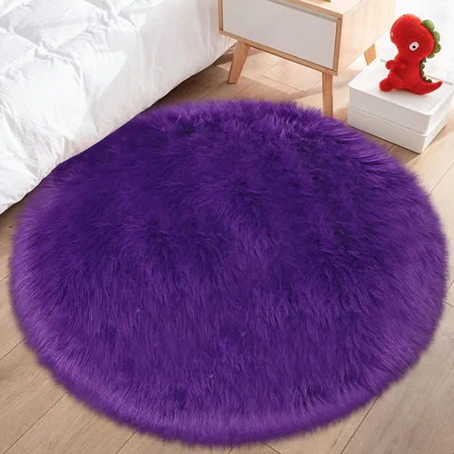 Vista 17 de Mini alfombra redonda negra de piel de oveja sintética de 15.7 pulgadas, alfombra circular esponjosa para silla, alfombra peluda para escritorio