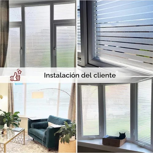 Vista 8 de Coavas Película de privacidad de ventana a rayas esmeriladas para vidrio de Adhesivo estático, sin pegamento, extraíble, bloqueo UV, control