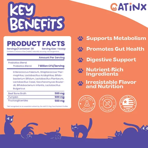 Vista 2 de Whiskers & Wellness Probiotic Blend - Apoyo digestivo para gatos, salud metabólica, equilibrio intestinal y refuerzo inmunológico 7 mil millones