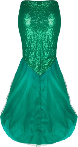 Vista 6 de FEESHOW Falda larga de lentejuelas brillantes para mujer, disfraz de Halloween, cola de sirena