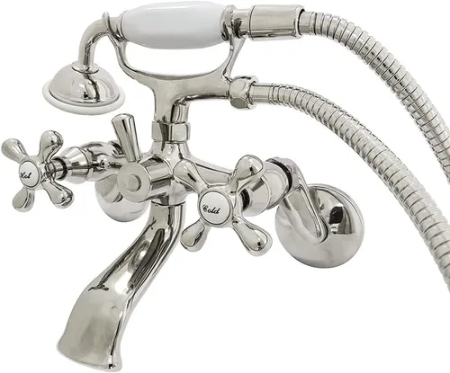 Vista 9 de Kingston Brass KS266C Kingston - Grifo de pared con patas de garra para bañera con ducha de mano, cromo pulido