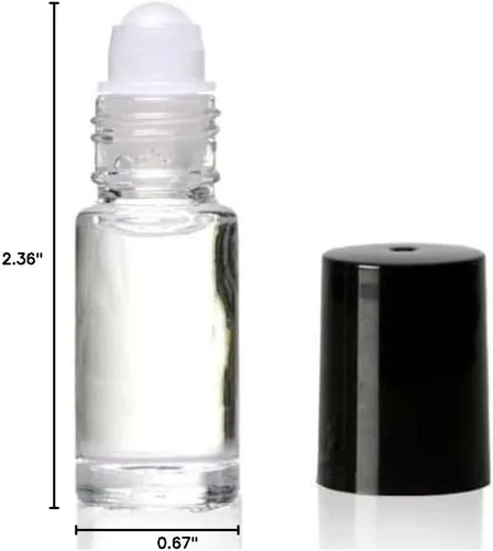 Vista 2 de Rollo de vidrio transparente en botella de perfume de 0.2 fl oz. Perfecto para aceites esenciales, aromaterapia, perfume y colonia. Rodillo