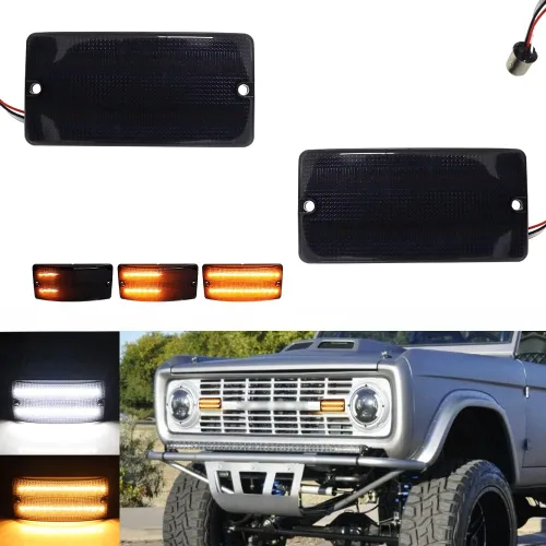 Vista 7 de Para 1969 1970 1971 1972 1973 1974 1975 1976 1977 Ford Bronco Truck Parking Parking Turn Signal Lights Carcasas ámbar Lens D1UZ-13208-A