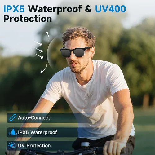 Vista 6 de Lentes inteligentes AI Translator con audio Bluetooth, lentes fotocrómicas, asistente de voz, lentes de sol de oreja abierta para hombres y mujeres
