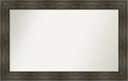 Vista 224 de Amanti Art Espejo de baño marrón para sobre fregadero, 26 x 26 pulgadas, espejo de tocador cuadrado marrón rústico Alexandria, marco de madera