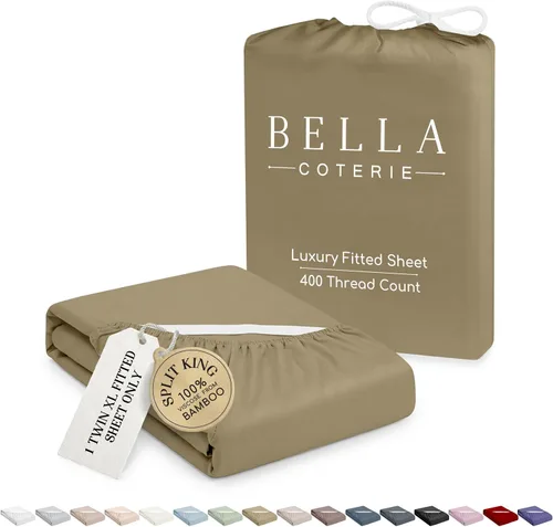 Vista 31 de Bella Coterie - Sábana bajera ajustable de viscosa de bambú de lujo, tamaño individual, 100% cultivada orgánicamente, ultrasuave, refrescante