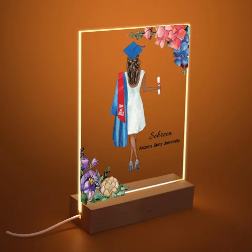 Vista 9 de Regalos de graduación para ella 2023, luz nocturna personalizada, lámpara LED de impresión de recuerdo de graduación, placa de graduación